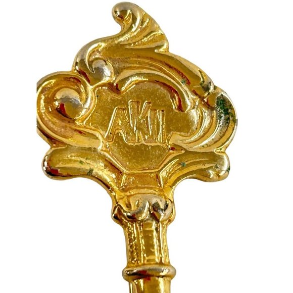 Anne Klein II Goldtone Skeleton Key Brooch Pin 2.75" - Picture 2 of 5